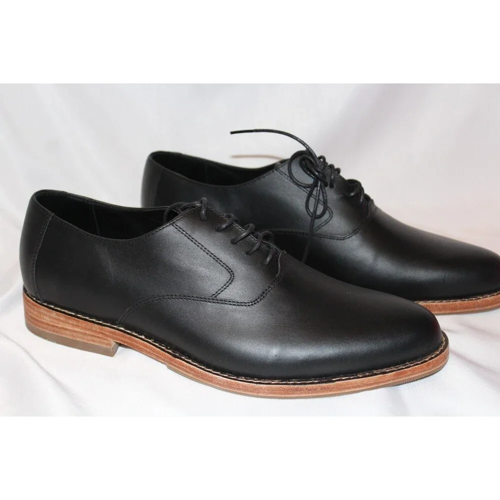 NISOLO MEN'S EVERYDAY OXFORD LEATHER‎ DRESS SHOES BLACK SZ 11 NIB $188